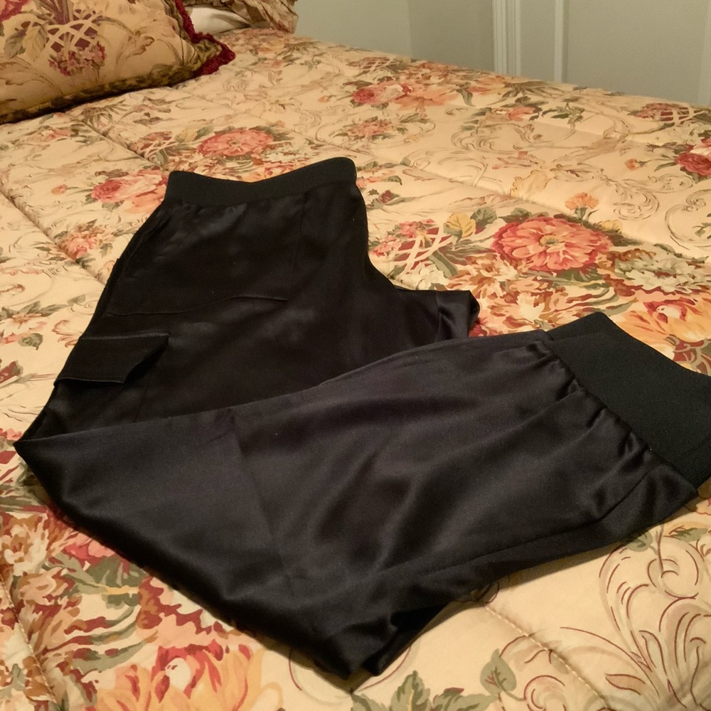 Black satin cargo pants by LOGO.  Size XXSmall.